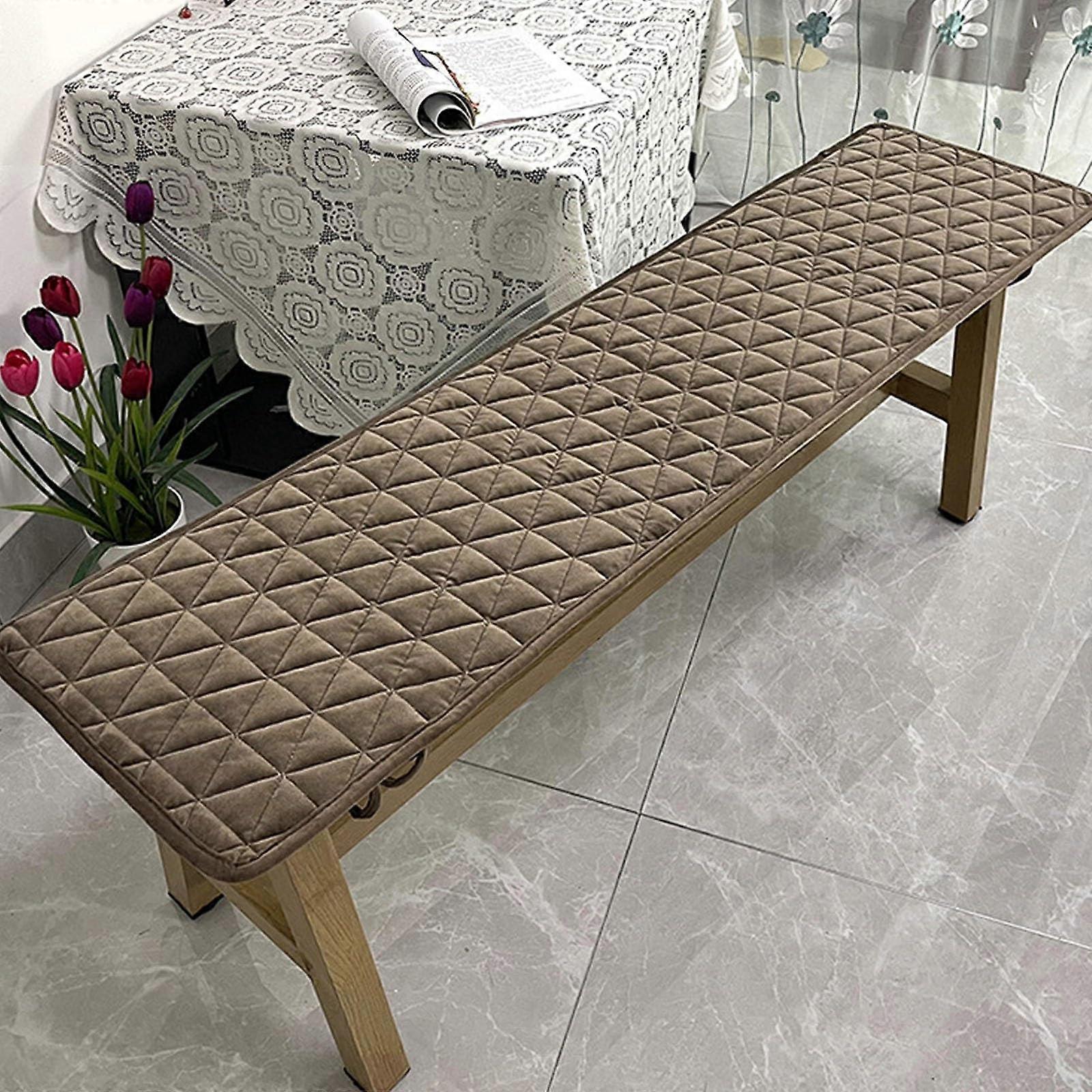 Seat Cushion Only Soft Rectangular Chair Pad For Garden Patio Brown Bench Cushion With Ties 13.77x70.86 Inches