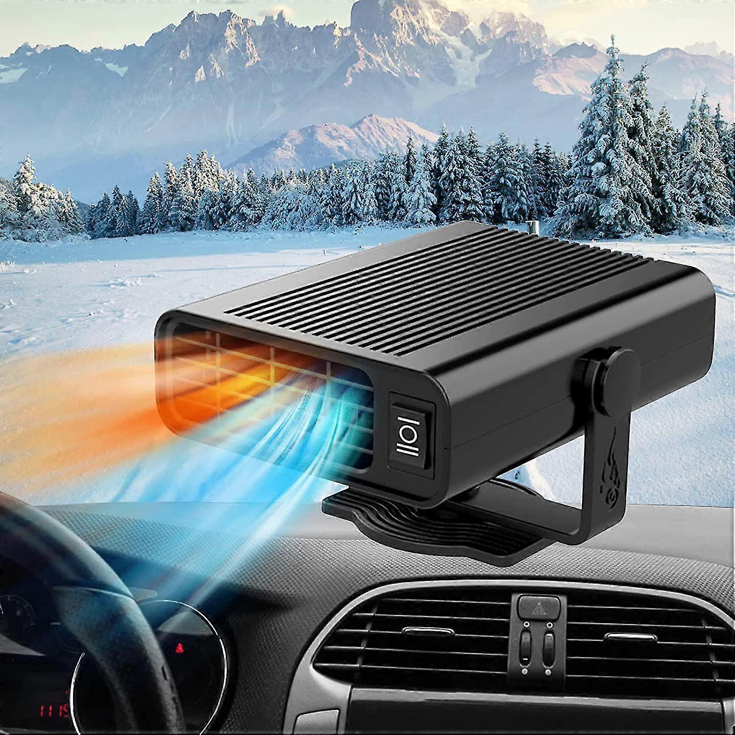 Portable Car Heater, Car Fan Heater Defroster 2-in-1 Car Heater & Cooling Fan Defroster, 360 Rotatable Car Windscreen Demister Plug Cigarette Lighter