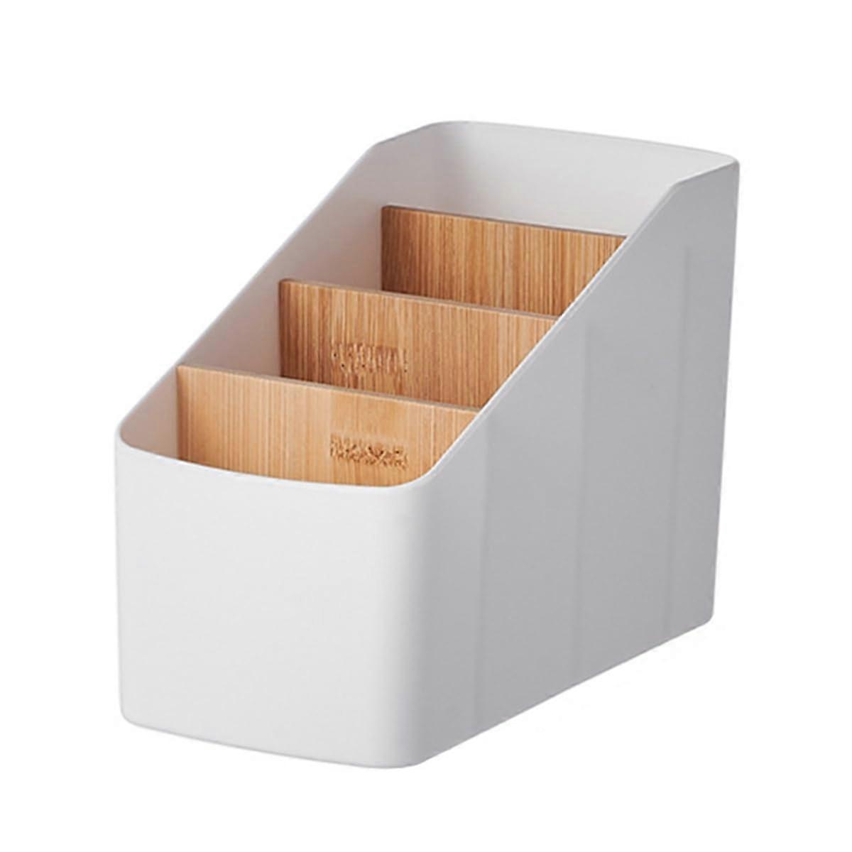 Desktop Storage Box ABS And Wood Composite Material Multifunctional Compartment Organizer Universal Remote Storage Box