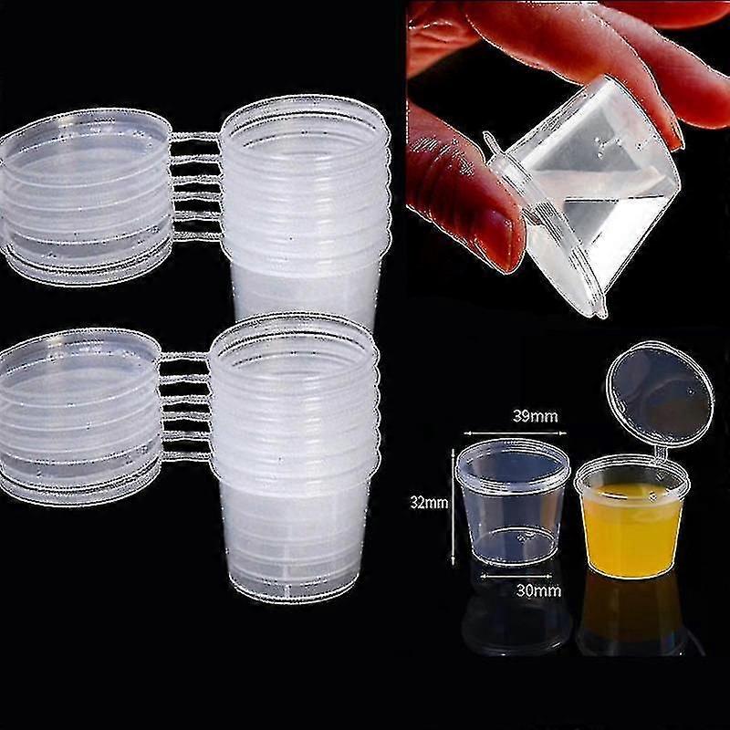 100pcs/set Small Plastic Sauce Cups Food Storage Containers Clear Boxes + Lids
