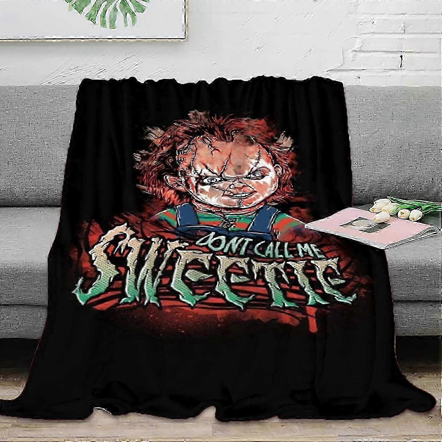 Keep Warm Blanket Chucky Doll Patterns Flannel Fleece Blankets 3D Printed Throw Blanket Soft Microfiber Flannel Fleece Blanket For Child Adu