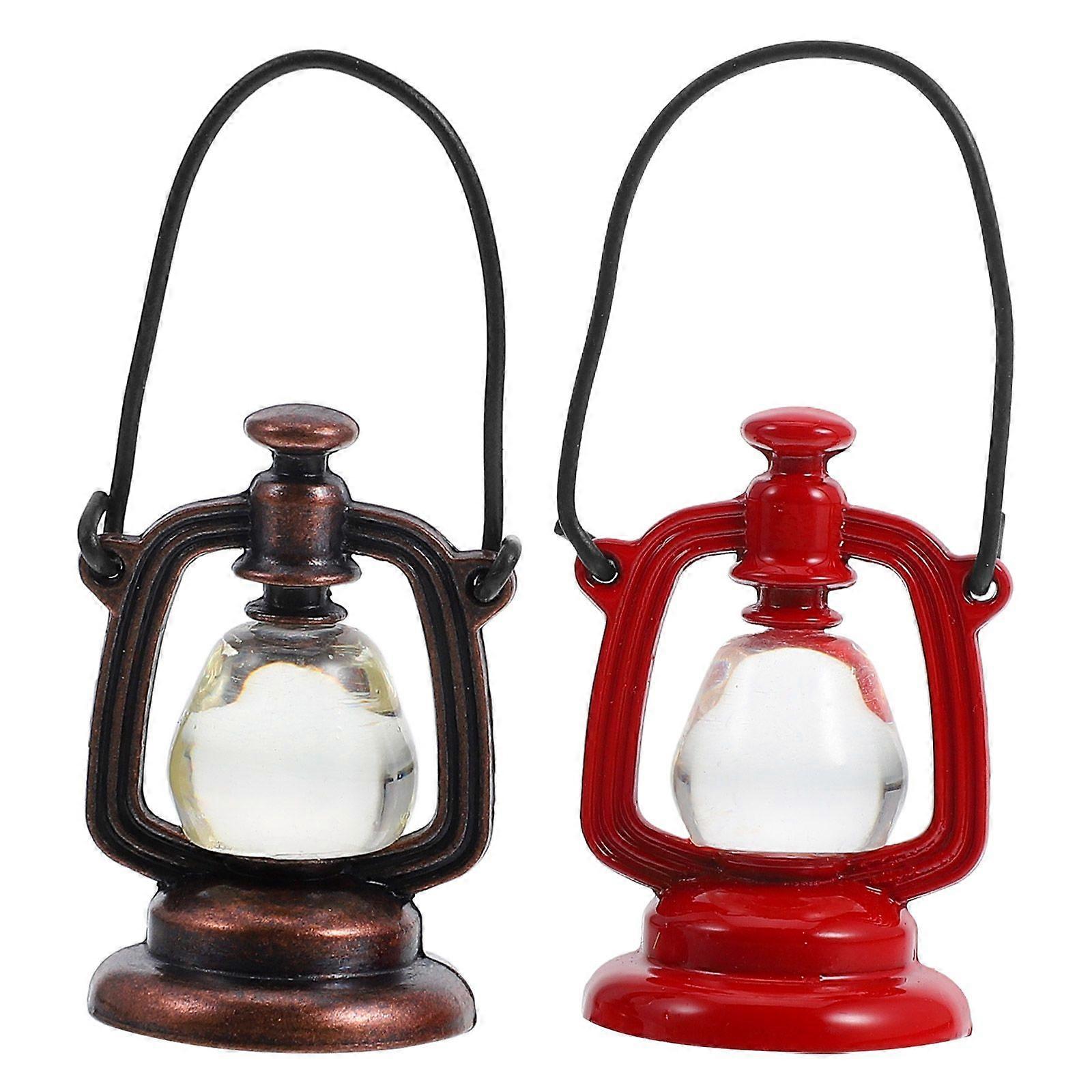 2pcsドールハウスライトドールハウス家具ランプミニチュア灯油ランプ