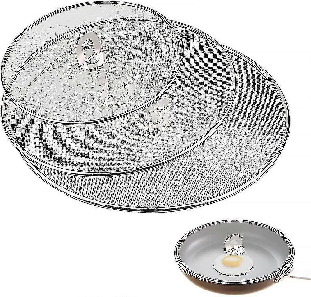 3 Pieces Splatter Lid, Grease Splatter Screen With Foldable Handle, Fi