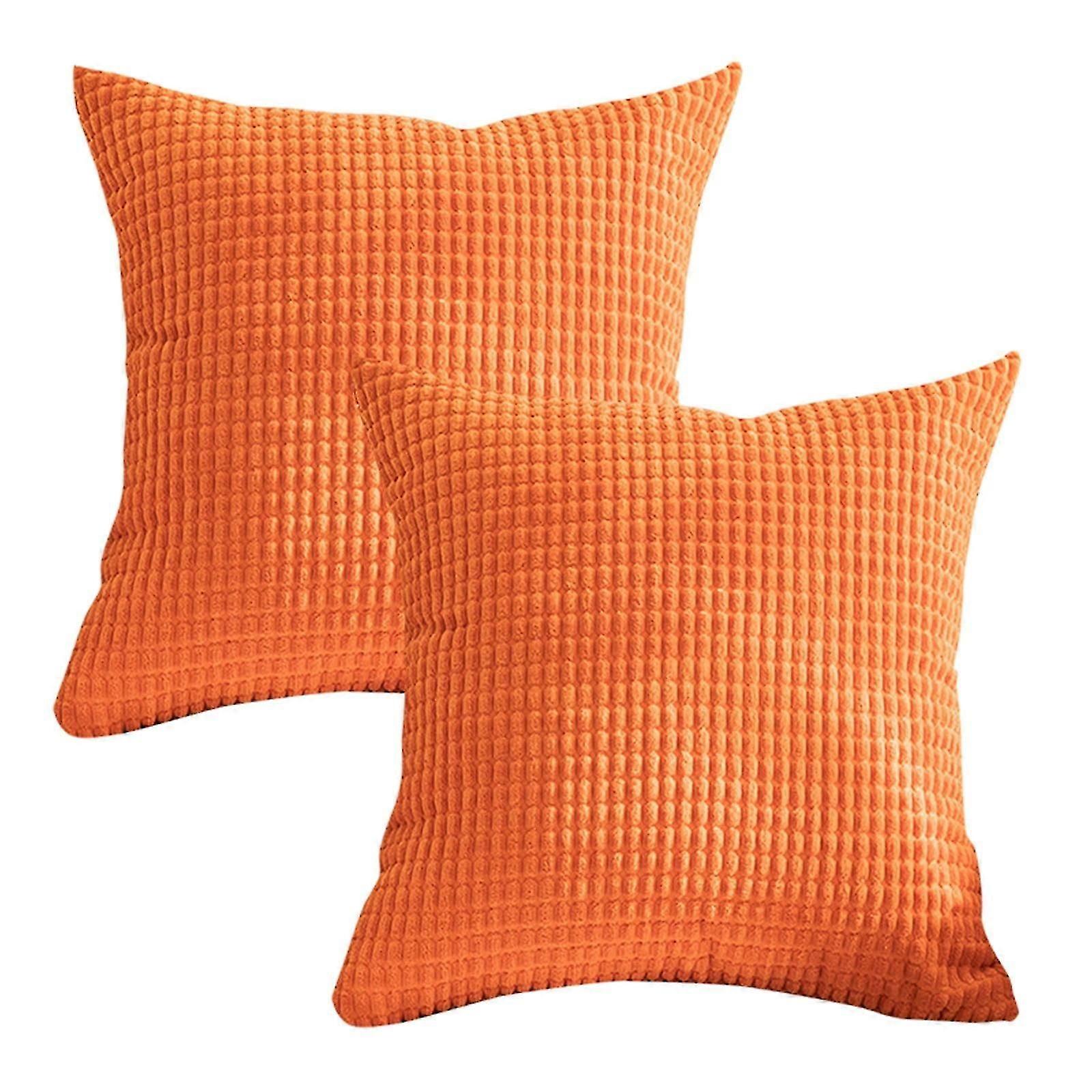 Corduroy Striped Cushion Covers Set Of 2 24x24in Red Pillow Covers