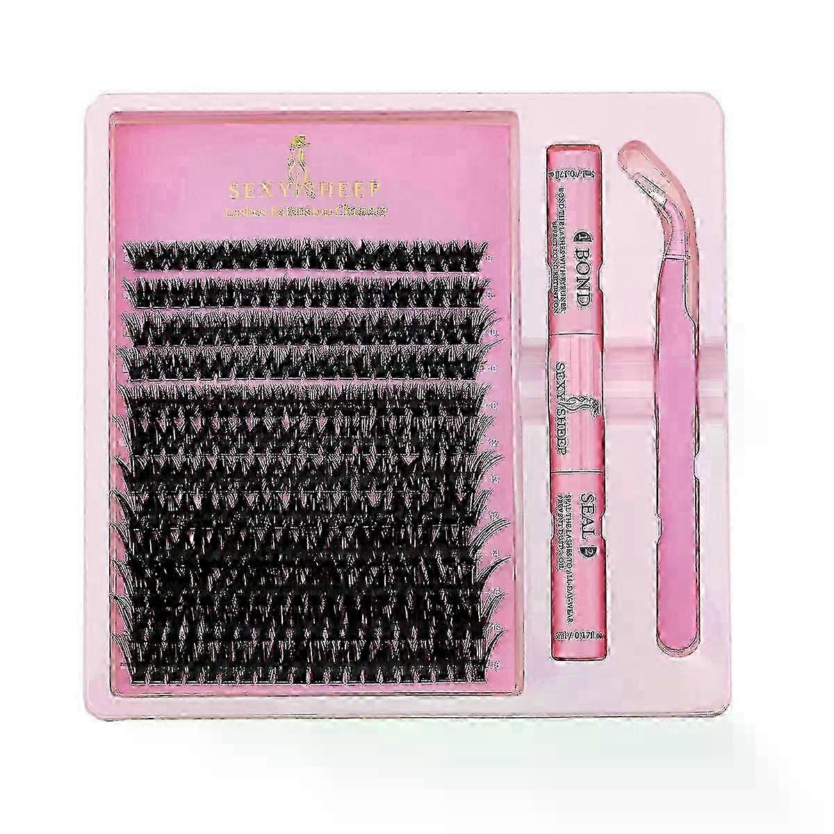 DIY Wimperverlengingsset Individuele Wimpers Cluster 8-16 mm Mix Bond, Seal en Applicator Make-up Tool