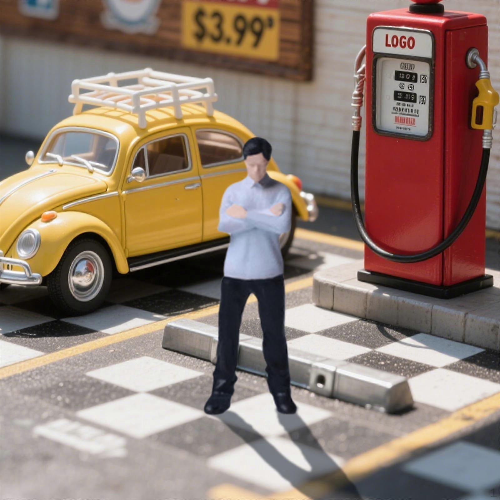 1/64 Diorama Figures Layout Hobby Display Painted Miniature Characters Arms Crossed Posture for