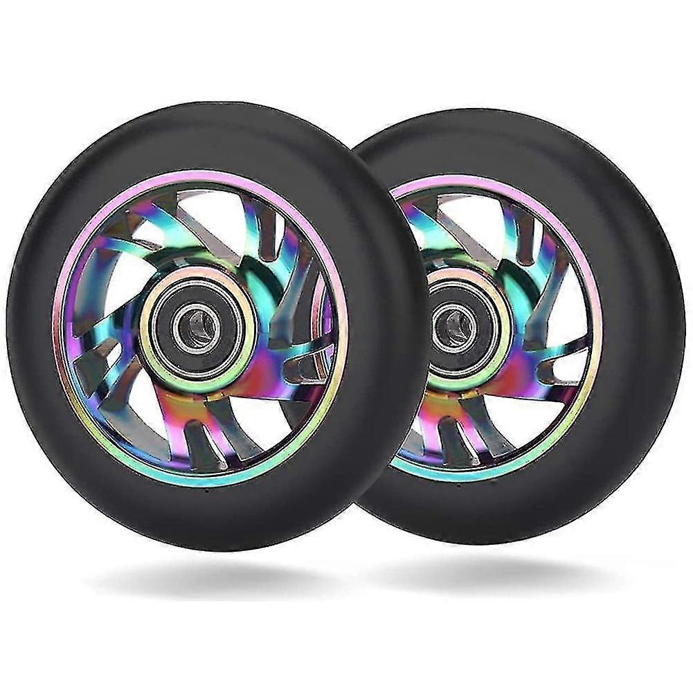 2 Pcs 100mm Scooter Replacement Wheels com rolamento de scooter dublê