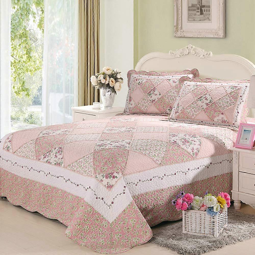 Quilted Bedspread King Size Cotton Patchwork Bedding Set with Comforter and Pillow VB-230x250cm
