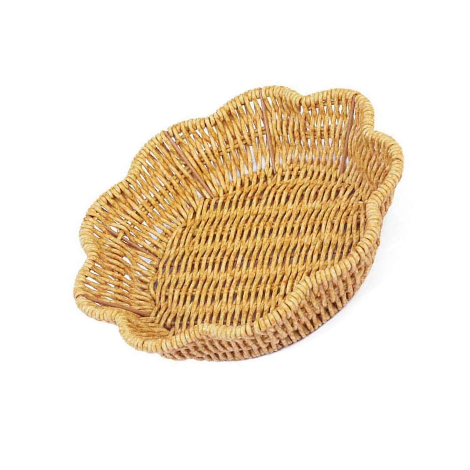 Wicker Bread Basket with Metal Wire Frame for Serving Bread, Fruits and Pastries