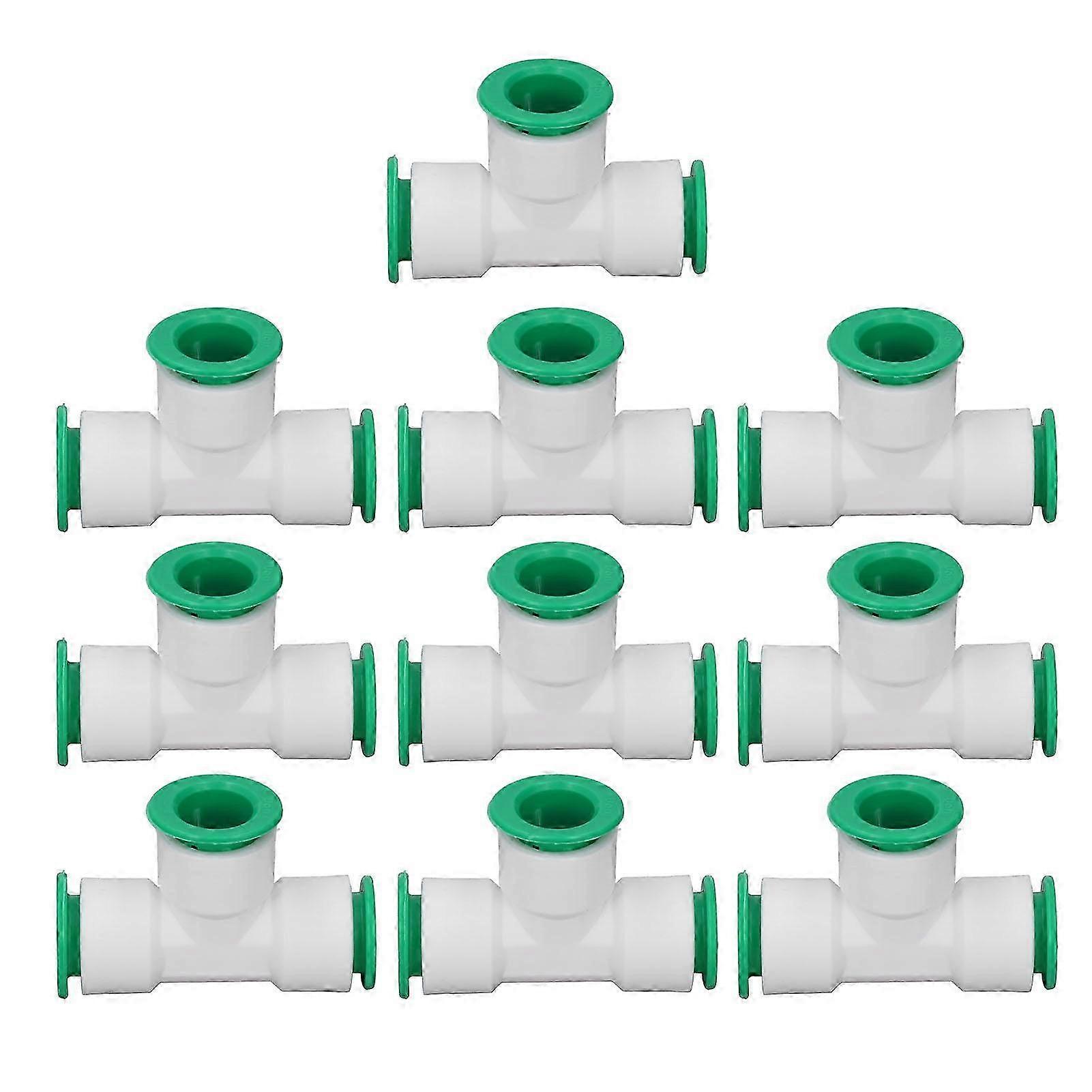 25-26 10Pcs Tee Connector 3 Way Quick Connect Push Water Pipe Adapter Hose Connector for Irrigation 25mm/1in ID