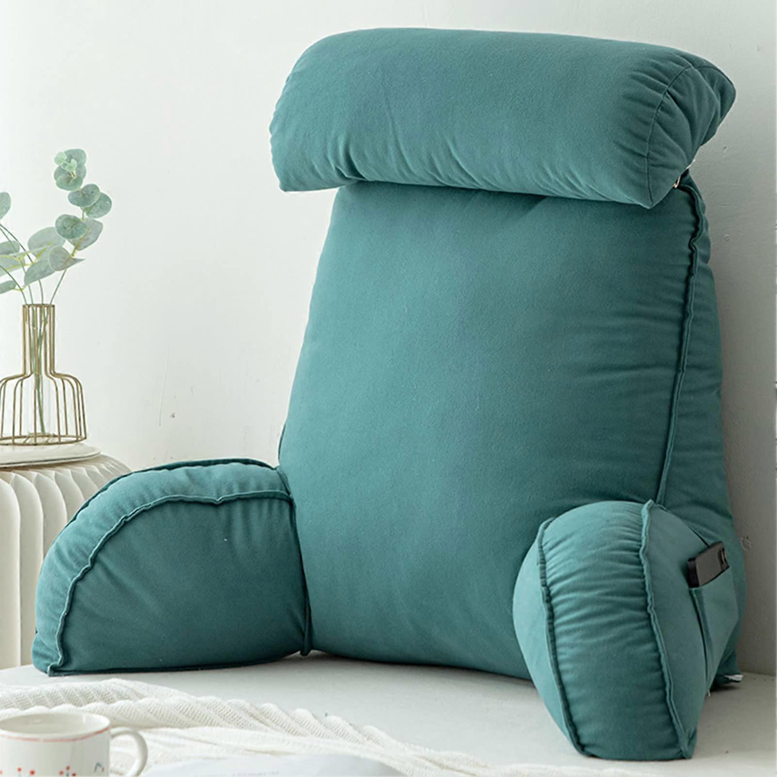 Reading Pillow with Armrests and Back Support for Bed or Sofa, Removable Cover, Neck Roll for Teens and Adults