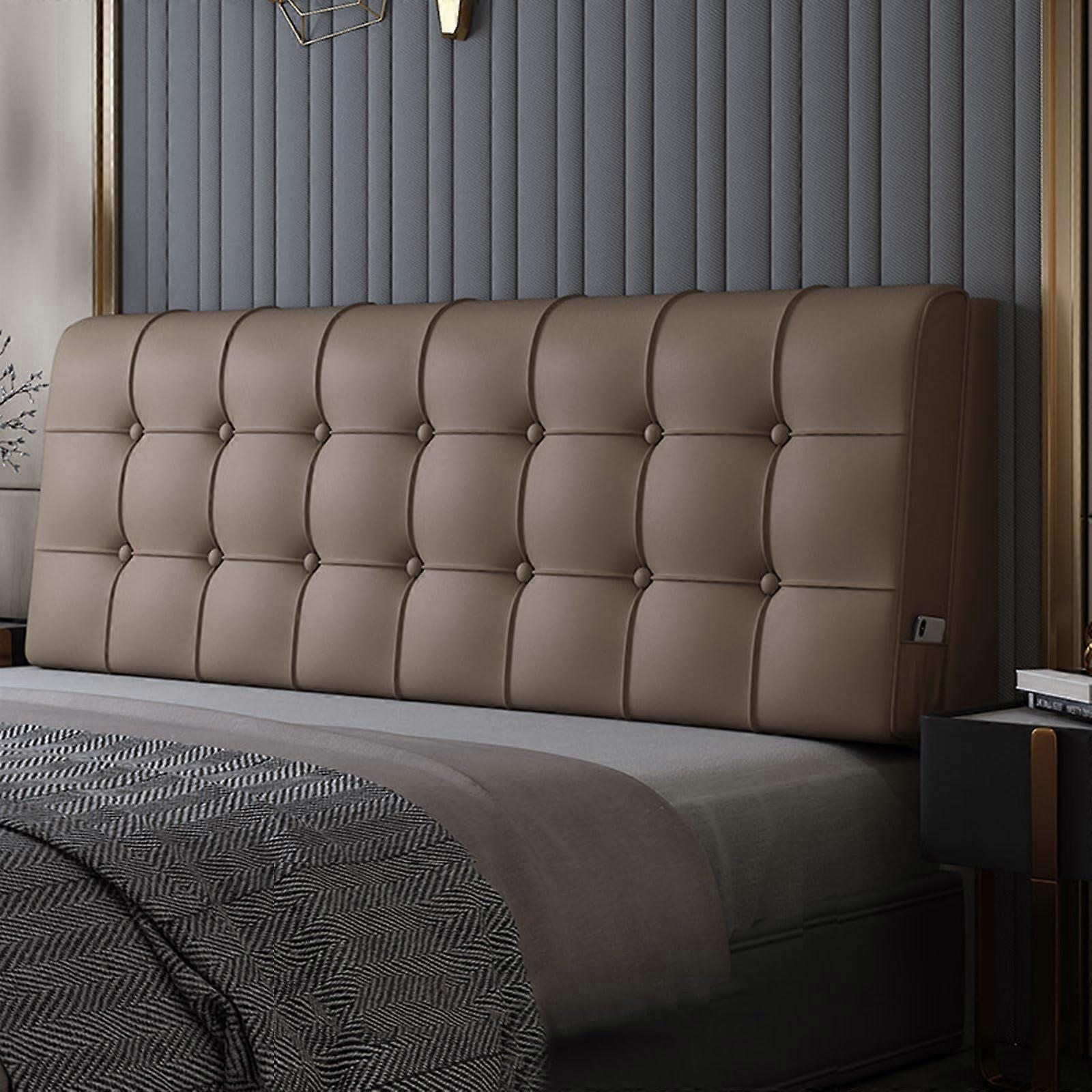 PU Leather Headboard Cushion with Backrest Support for Reading, Dustproof Cover, Brown 155x58x10cm