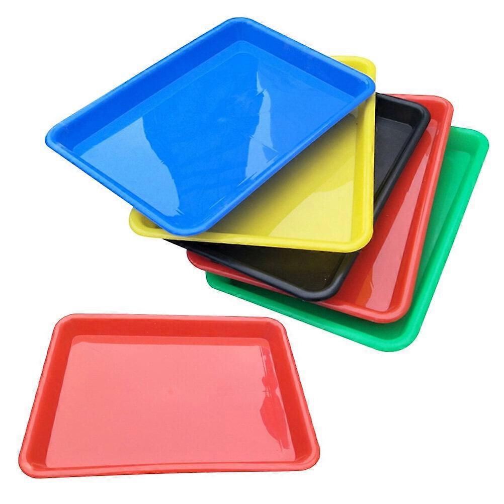 6pcs Plastic Trays Rectangular Storage Holder Mini Container (Random Color)