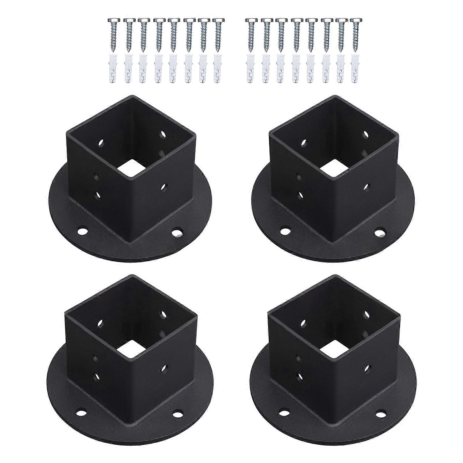 4pcs Metal Square Base Brackets Strong Design Suitable for Enhances Stability In Fence Railings & Outdoor Structures Multicolor