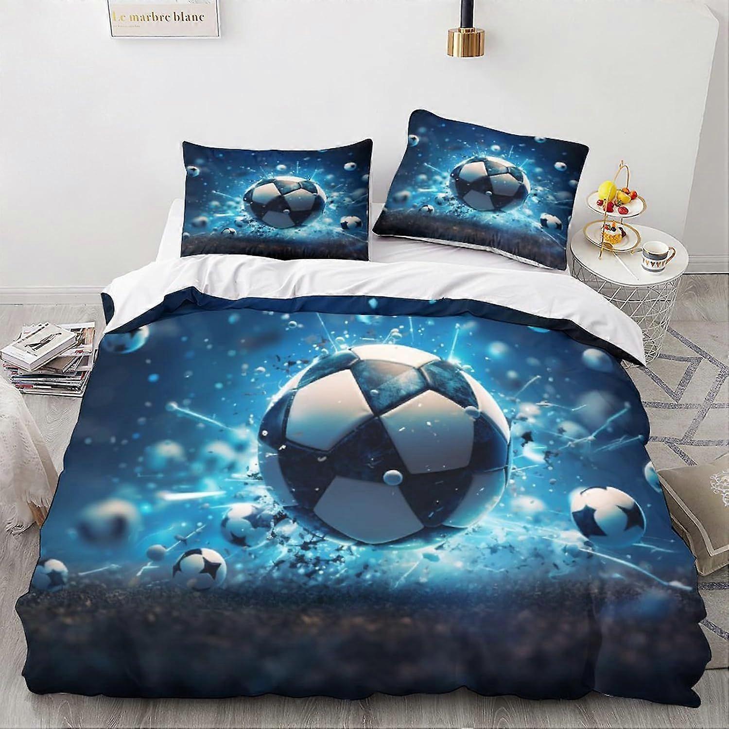 غطاء لحاف كرة القدم مزدوج نمط الرياضة مجموعة الفراش لينة خفيفة الوزن ستوكات كرة القدم لحاف غطاء مع سحاب إغلاق مزدوج