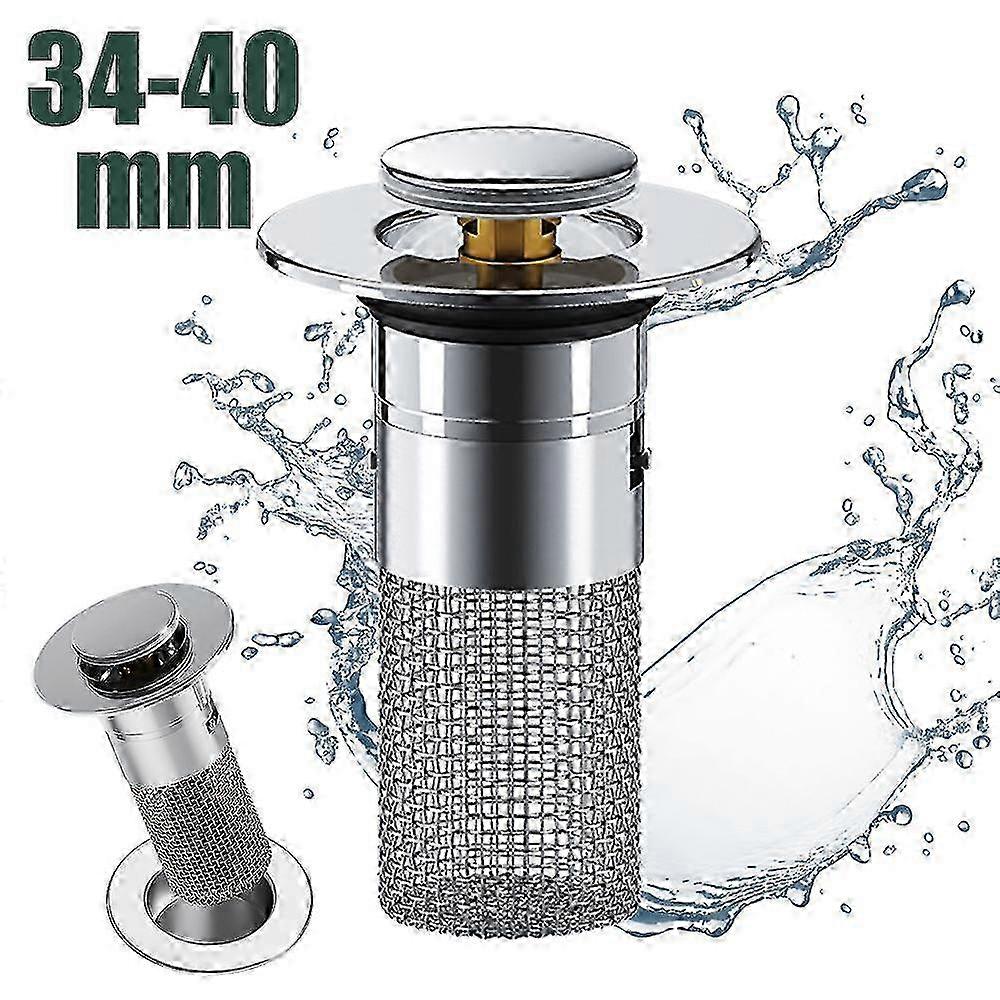 Pop up vaskeafløbsfilter med aftageligt filterkurv i rustfrit stål hårfanger til udskiftning af badeværelsesvask