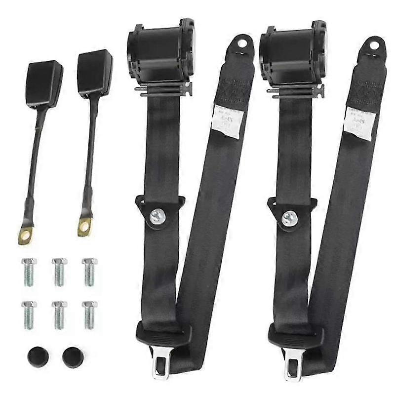 2 Set Universal 3pt Adjustable Retractable Lap Suitable for Modification Belts Kit (Black) 2025