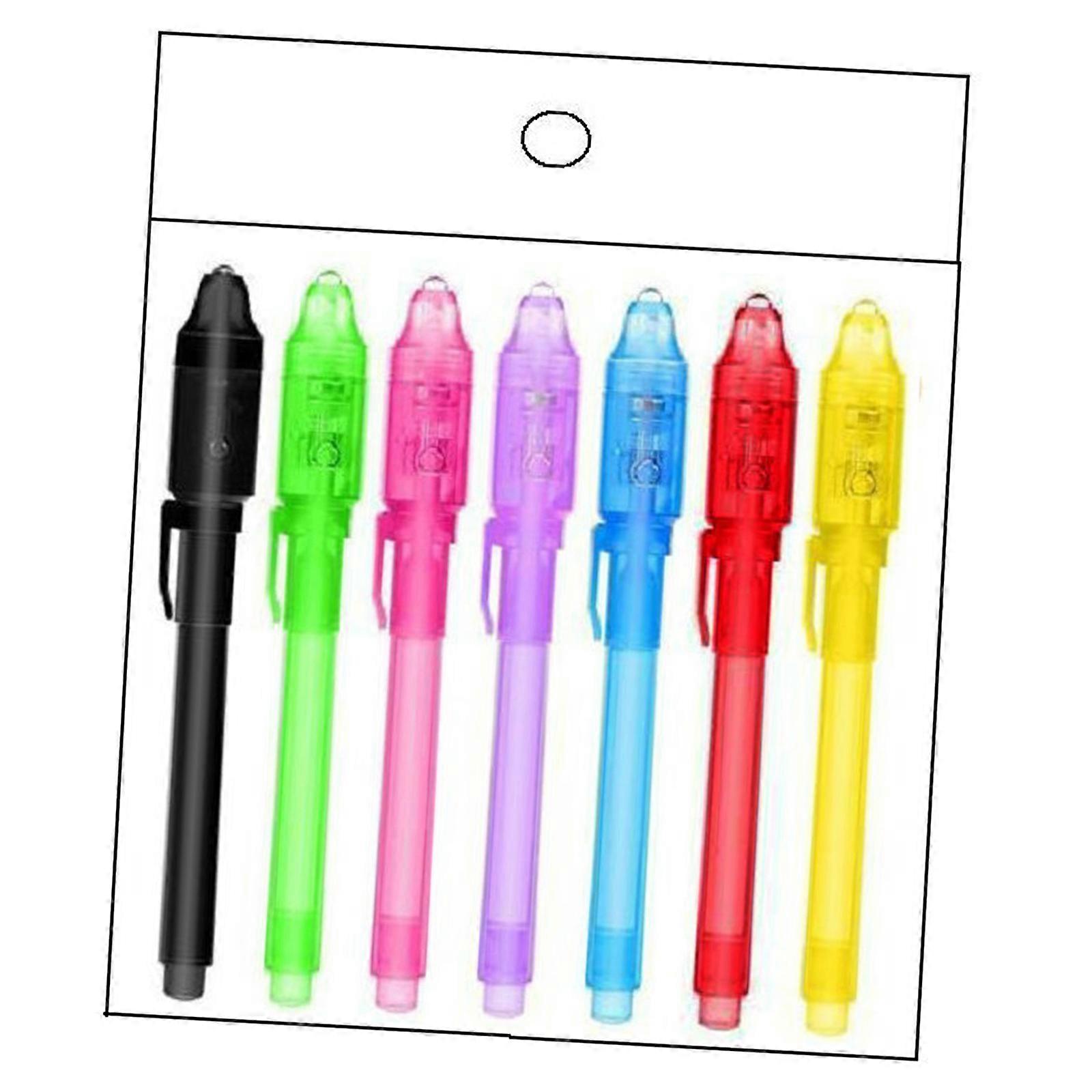 7/14 Pcs Invisible Ink Pen Spies Pen with Light for Secret Messages Detective Game and Classroom Treasure Hunts Multicolor