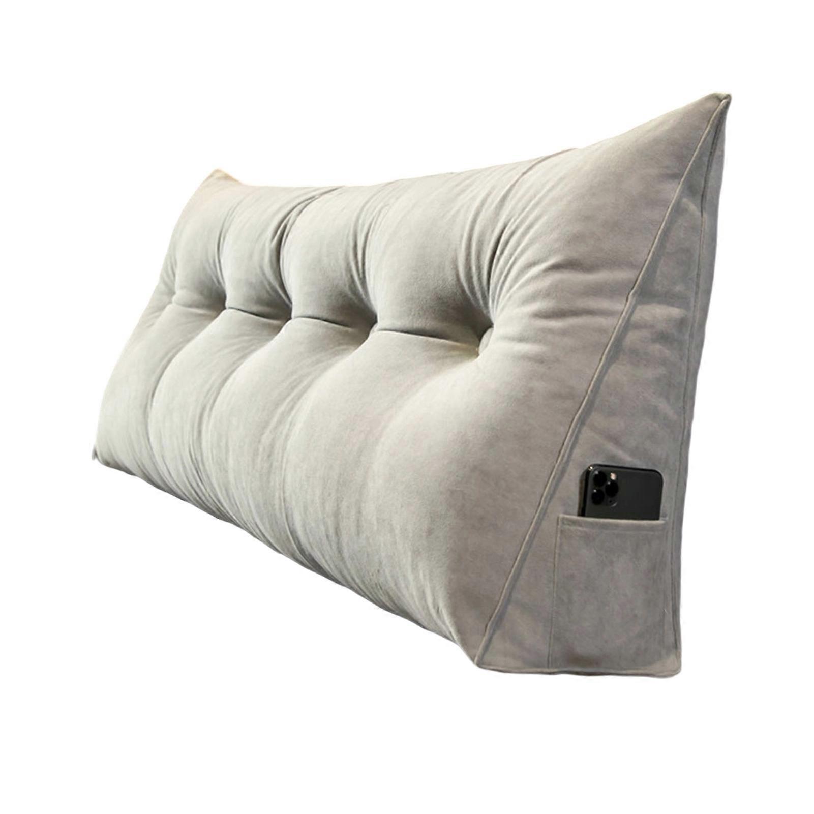 Triangular Headboard Wedge Pillow - Removable Side Pocket - for Bed Reading Working