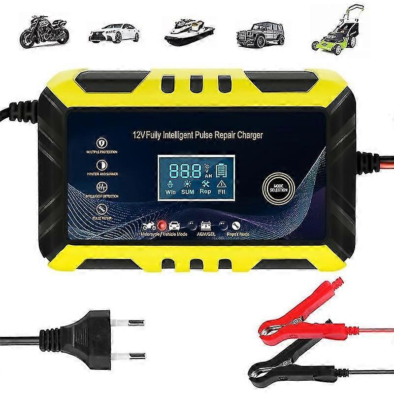 12V 6A Smart Battery Charger with LCD Display for Car
