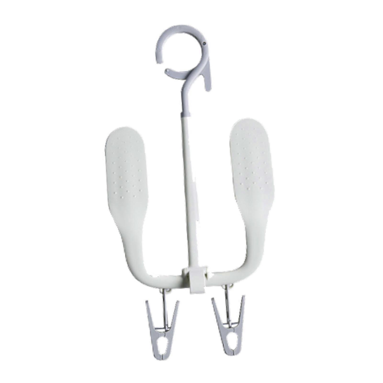 Shoe Hanger Drying Rack with Rotating Hook for Adults, Portable for Home Balcony Bathroom, Gray White