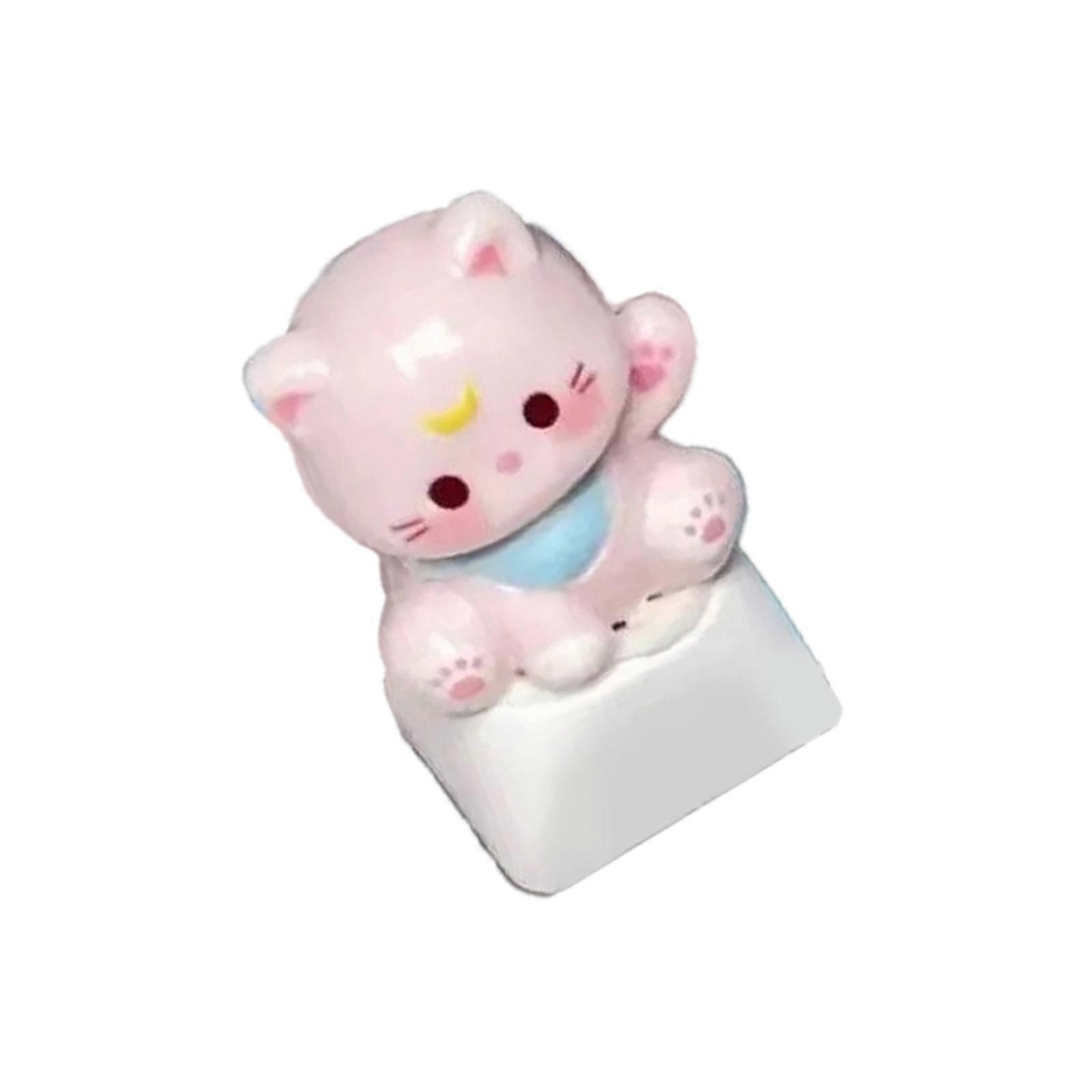 3D Mechanical Keyboards Creative Cartoon Cats Head Gamer Keyboards Keycaps for Office Decompression  Pink