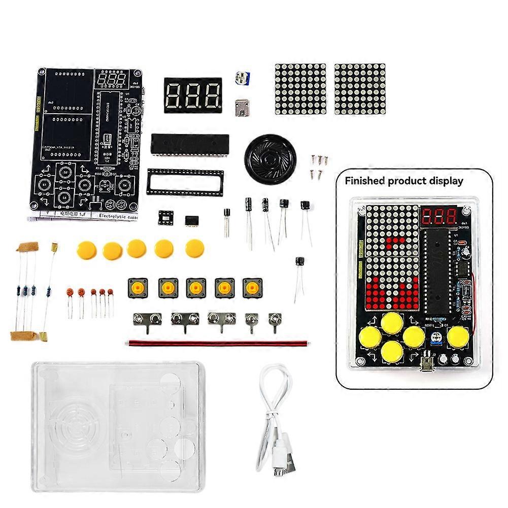 DIY Pixel Game Kit with Voice Mini Pixel Game Console Electronics Kit Soldering Project Practice Solder Learning Set A