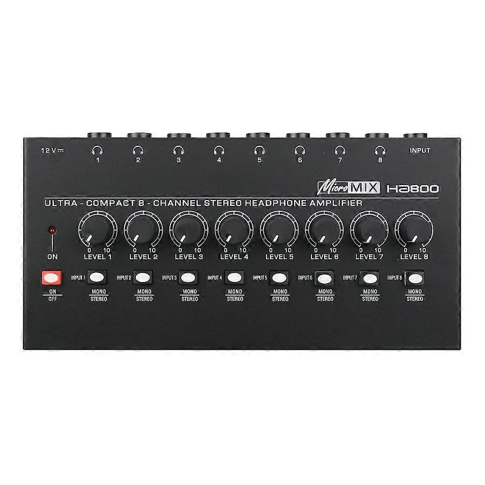 HA800 Ultra-Compact Audio Amplifier 8 Channels Mini Stereo Headphone Amplifier US Plug