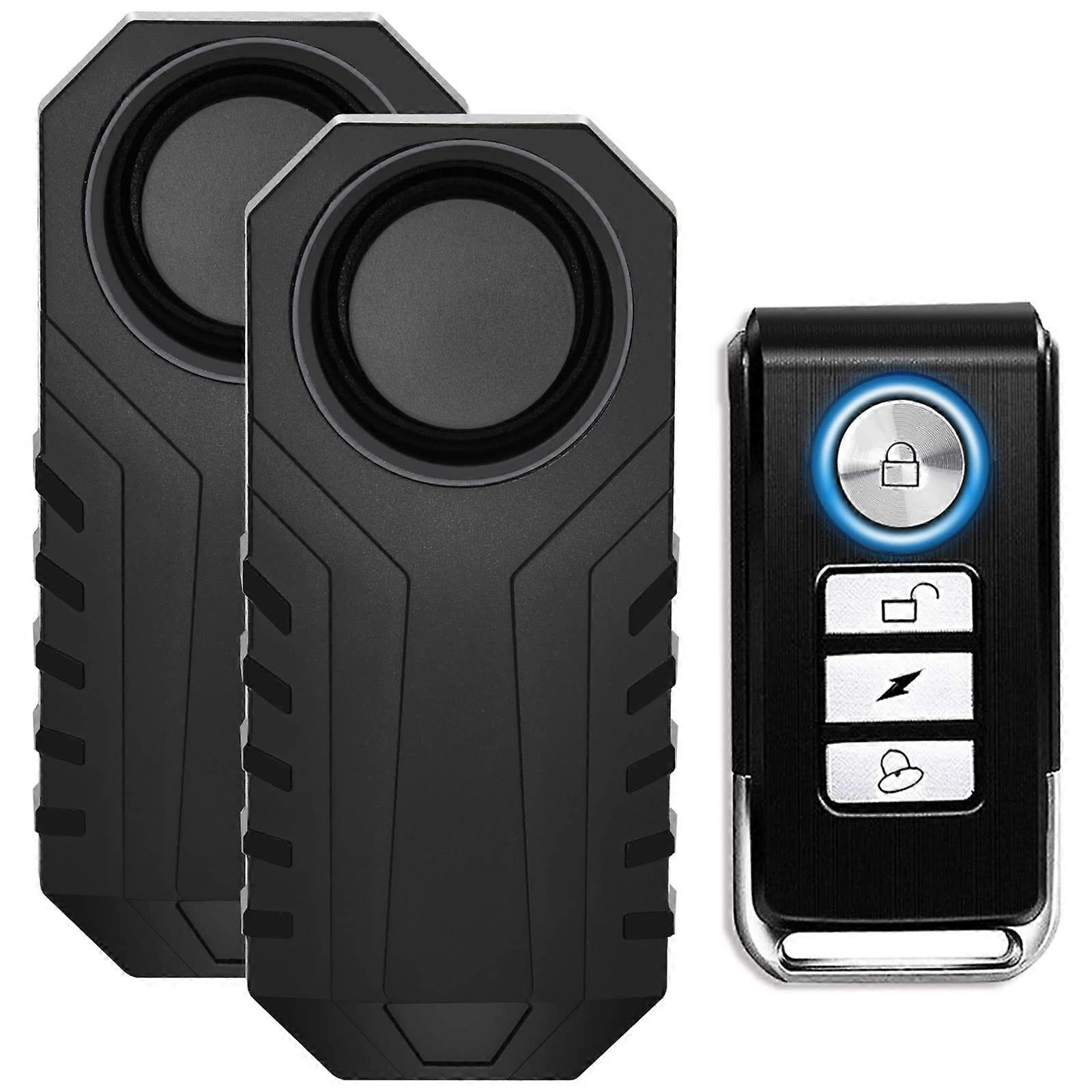 Bike Alarm 2 Pack with Remote, Wireless Vibration AntiTheft 113dB IP55 Waterproof for Bicycle Motorcycle Scooter