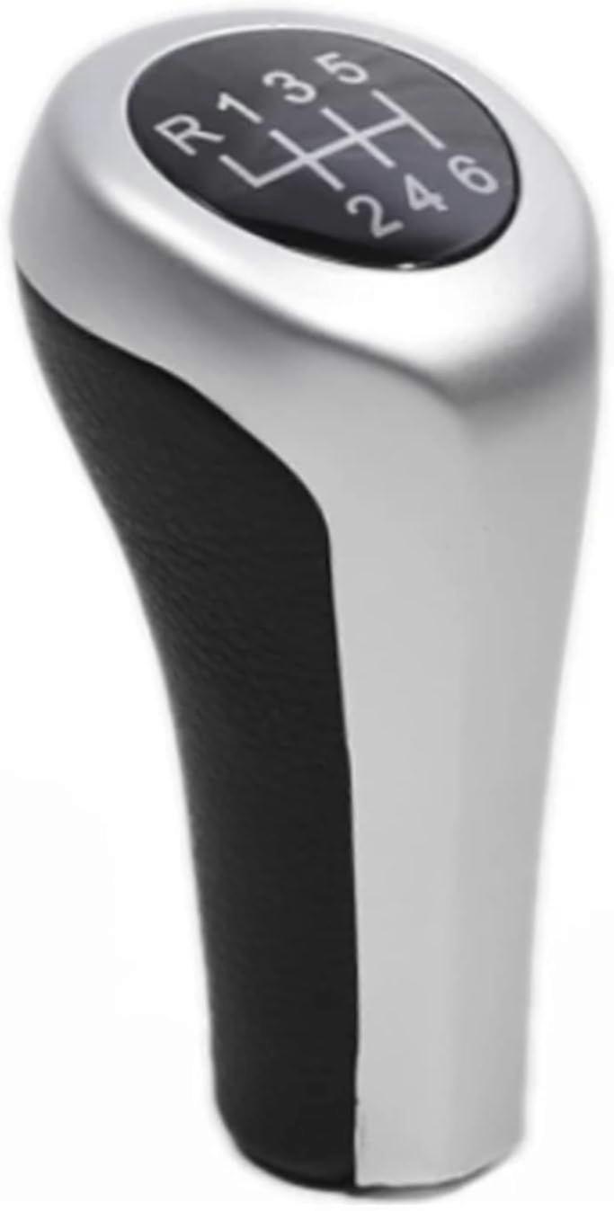 Gear Shift Knob Compatible with BMW 1 3 5 6 Series E30 E32 E34 E36 E38 E39 E46 E53 E60 E61 E63 E81 E82 E83 E84 E87 E90 E91 E92 X1 X3 X5 - White Fiber 