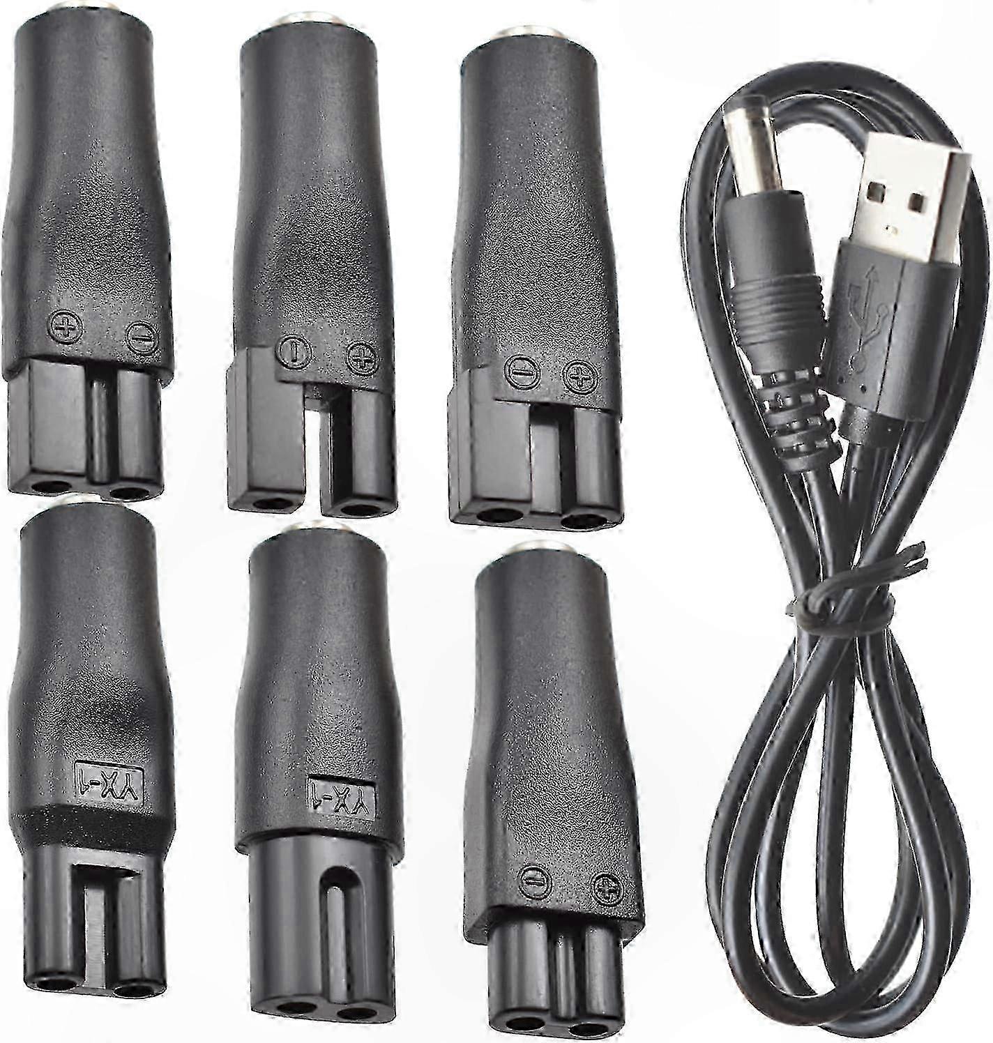 7-Piece USB Power Cord Set for Hair Clippers, Trimmers, Shavers, and Small Electronics