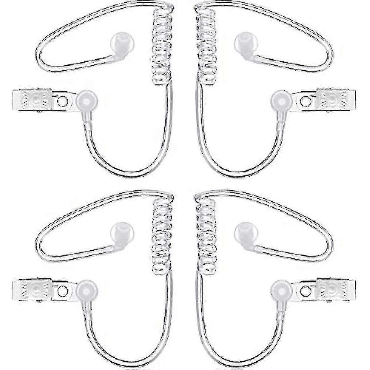 4 חבילות צעצועי אוזן ריגול אוזניות אבטחה סוכן אפרכסת מרגל אפרכסת תלבושות אביזר הצמד על החלפת צינור אקוסטי לאוזניות רדיו O דו כיווניות