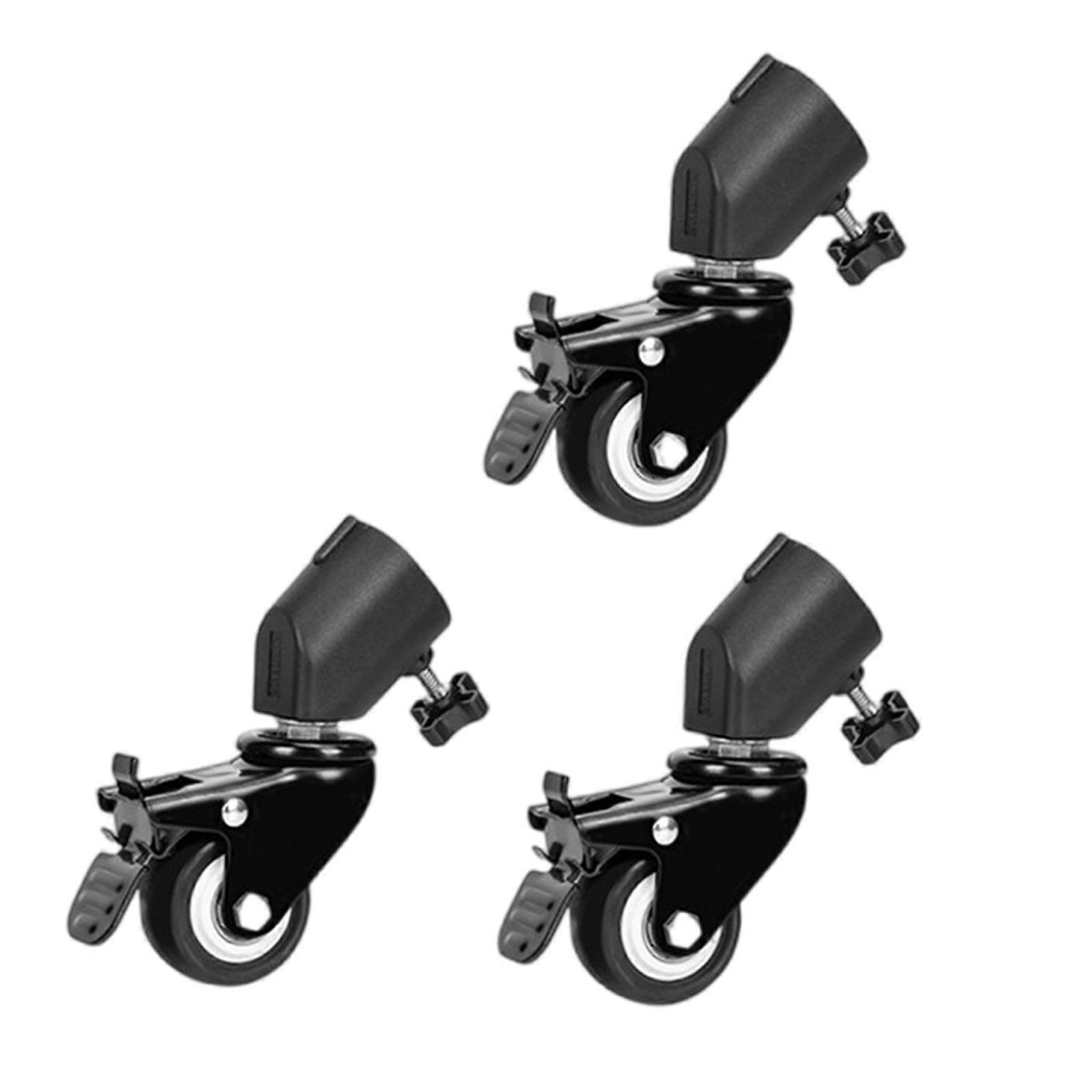 3Pcs 25mm Rotation Caster Wheel Set for Photography Light Stand Studio Photo Video Locking Caster Set with Brake Multicolor