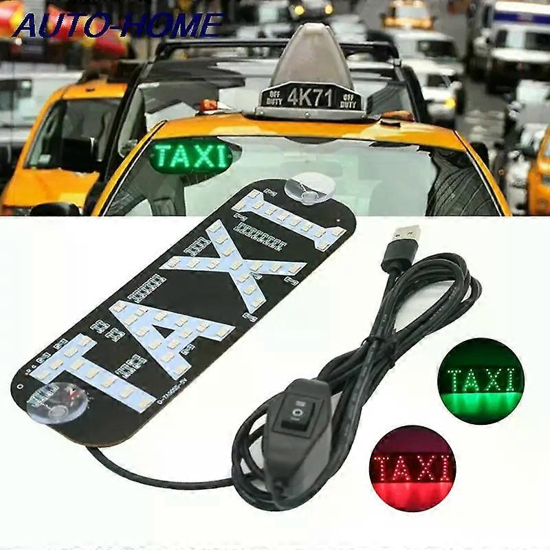 Taxi Light Dual Colors Taxi LED Sign Decor 2 Color Changeable Taxi LED Light Hook On Car Window With USB (Red And Green USB)