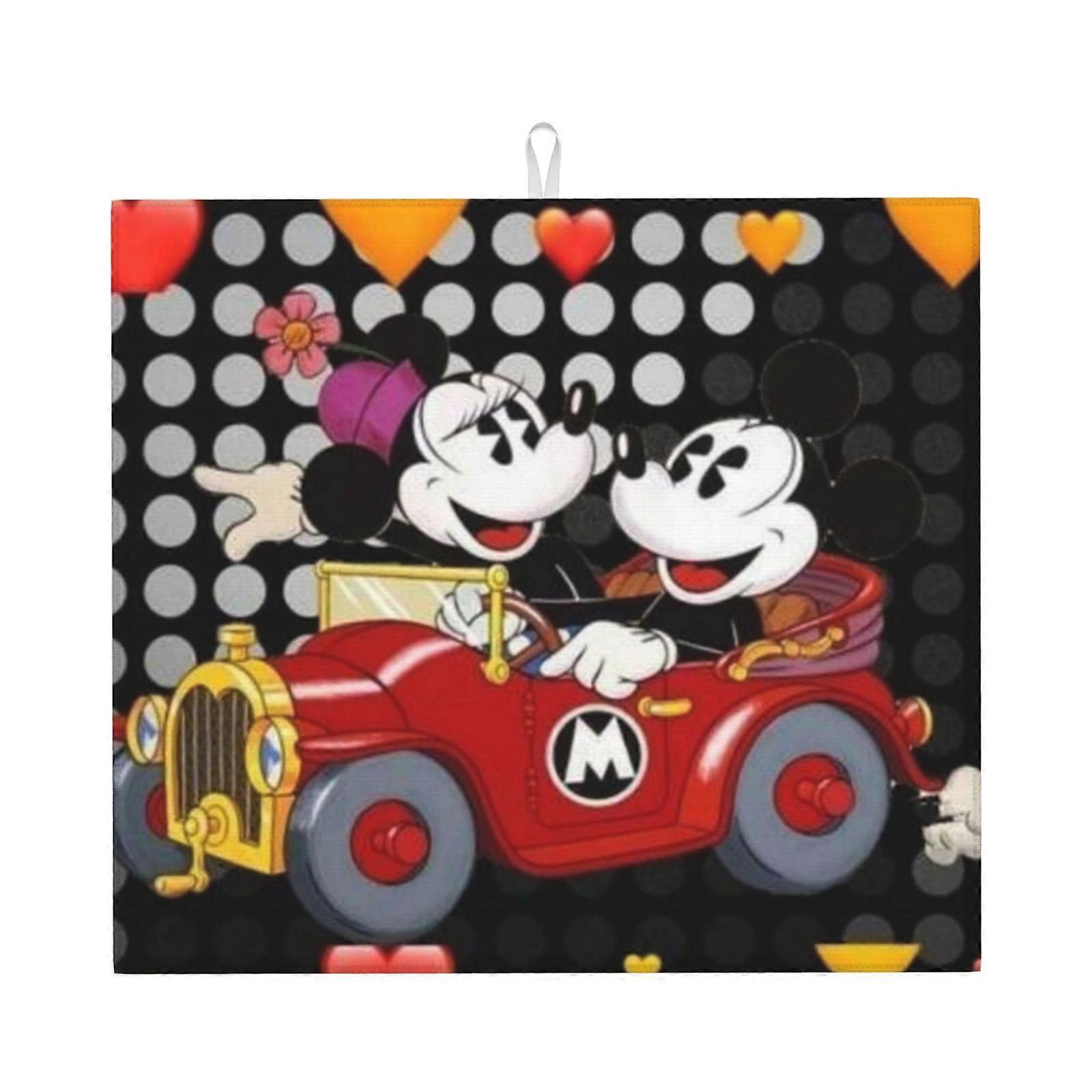 Mickey Mouse Dish Drying Mat For Kitchen Counter, Microfiber Dish Mat, Fast Absorbent Draining Pad