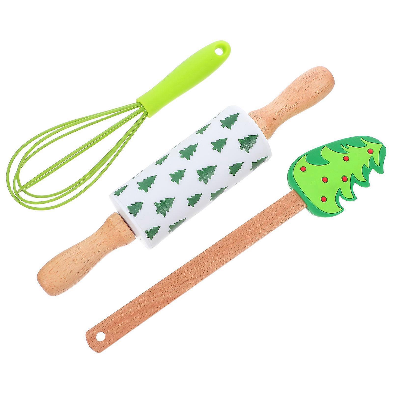 Holiday Baking Tool Set Including 9 Pcs Silicone Rolling Pin And Mini Whisk Designed For Cookies And Pastries With Heat Resistant Features