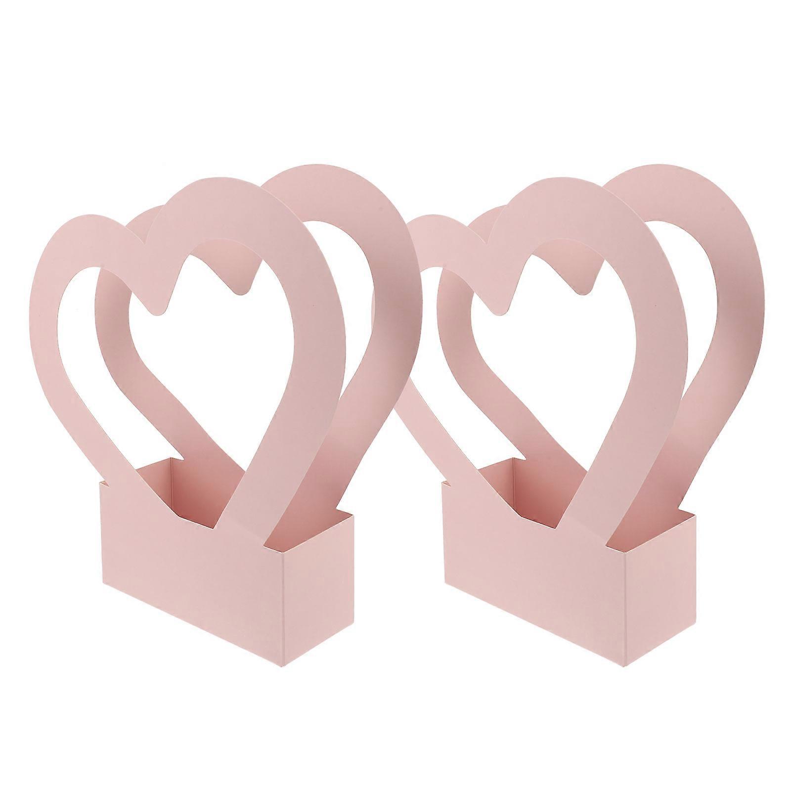 Handheld Flower Wrapping Box Paper Container for Flower Storage 6Pcs Pink