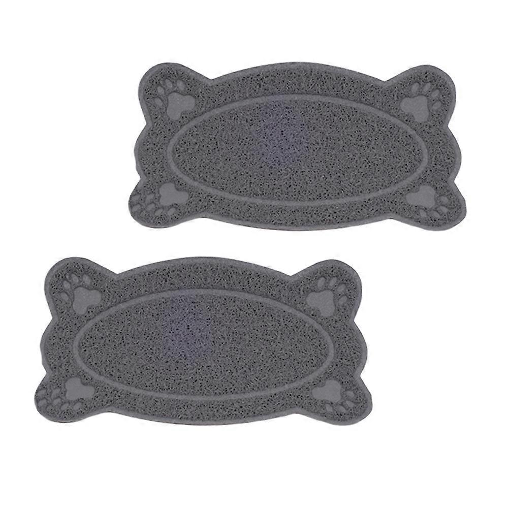 Cat Litter Mat Bone Shaped for Waterproof Use 2Pcs Grey Non-Slip Pads