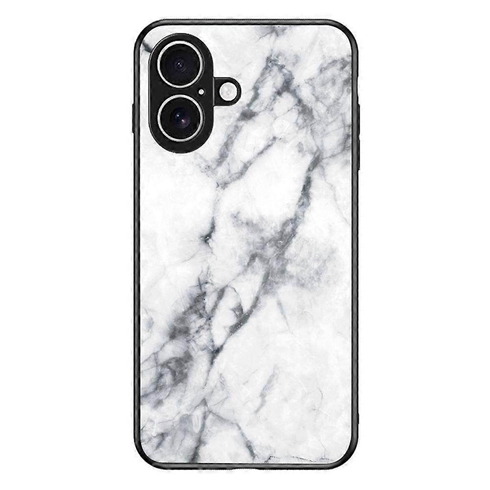 For iPhone 17 Case Marble Pattern Tempered Glass + PC + TPU Protective Phone Cover