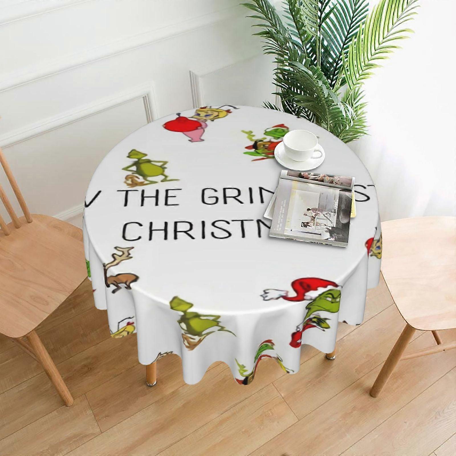 Grin-Ch Rectangular Tablecloth 60in, Water Resistant & Antiwrinkle, Soft Spillproof Fabric for Dining, Parties, Holidays - compatible with standard