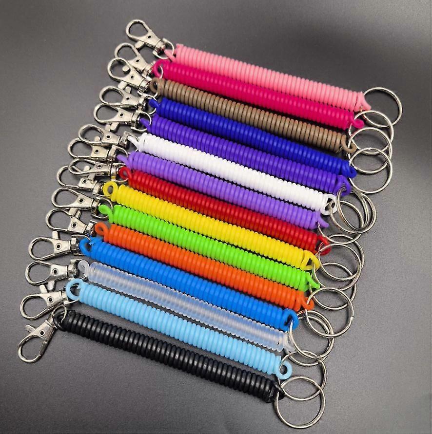 Spring Coil Keychain Strap 6-Pack Colorful Anti-Loss Clips with Safety Lock, Flexible Stretch Tether for Keys