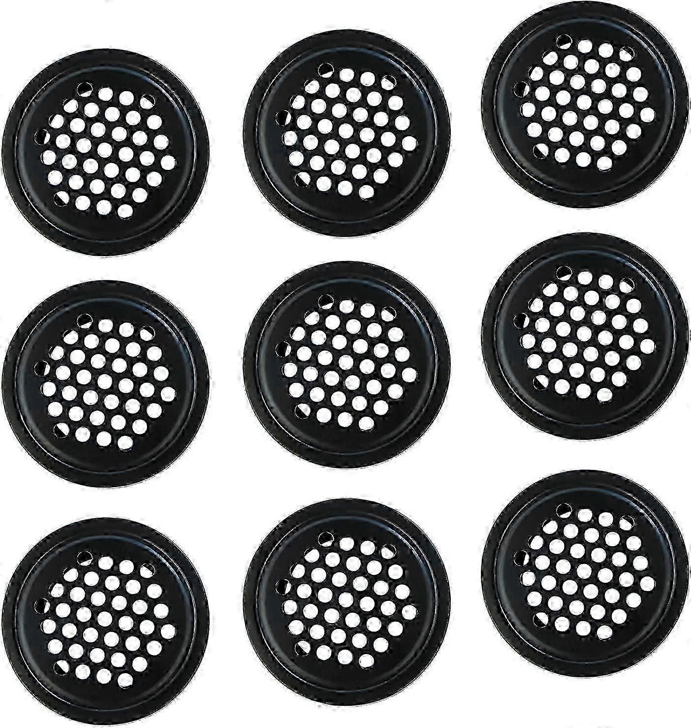 10 قطع من الفولاذ المقاوم للصدأ تنفيس الهواء ، شبكة دائرية ، شبكة تهوية دائرية سوداء ، غطاء صريف ، غطاء مصبغة تهوية تهوية الخزانة ، واردرو