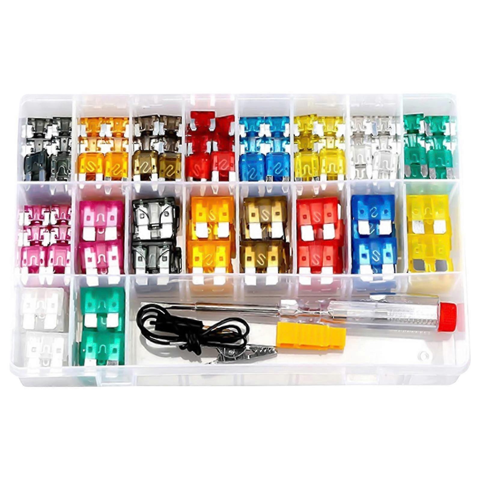 182pcs/set Insert Car Fuses Blade Type Strong Compression Capability Assorted Practical 2 Sizes Blade Fuses Set For Automobile