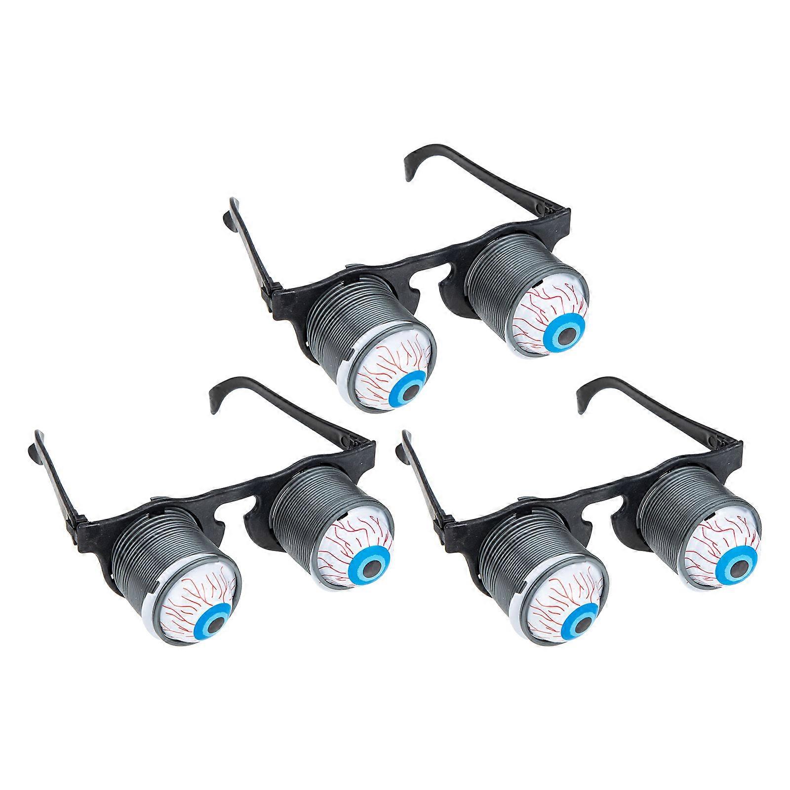 Prank Props Bounce Eyeball Glasses for Decor 3Pcs Black Plastic