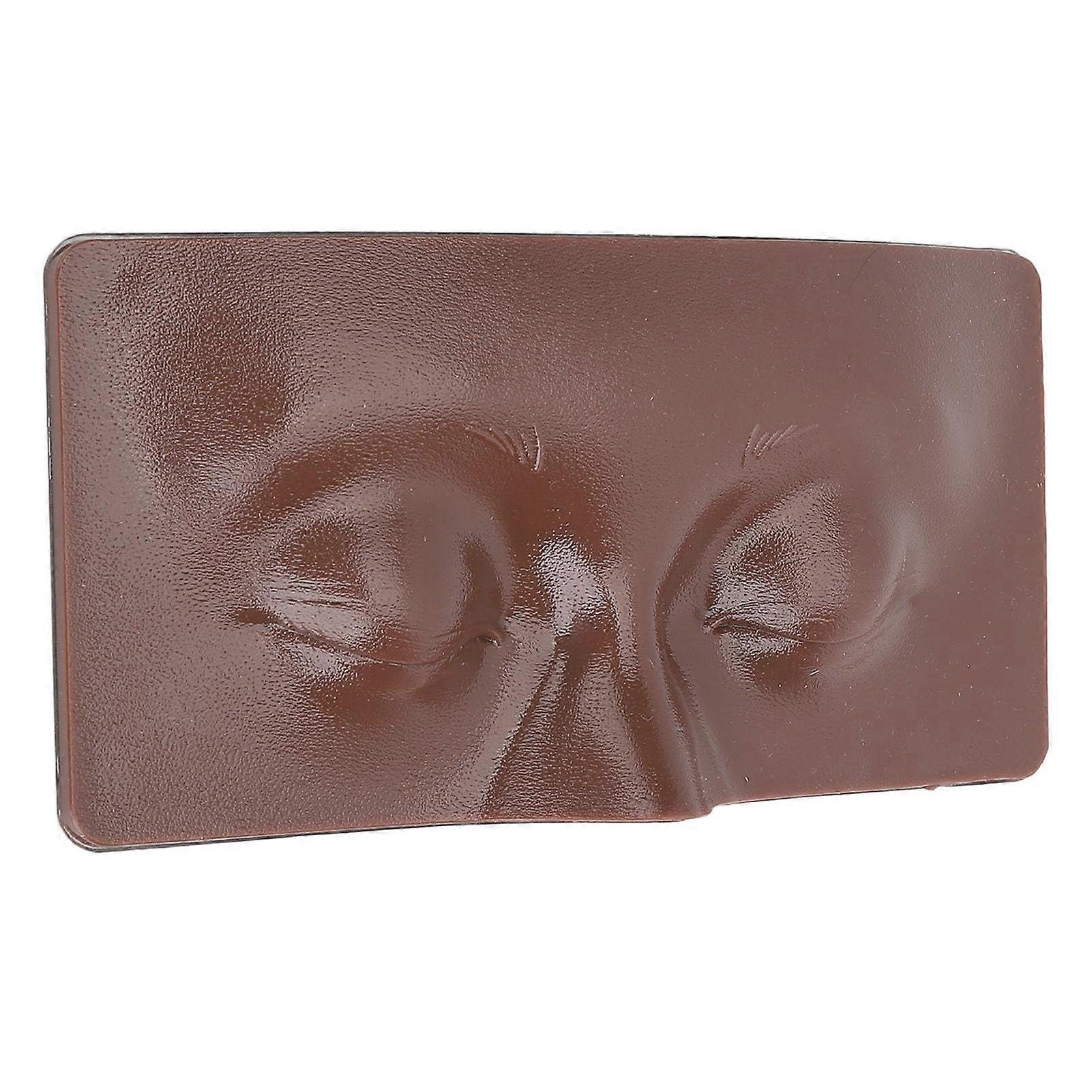 Makeup Practice Mannequin Head Silicone ClosedEye Face with 8 Brushes for Training Dark Skin