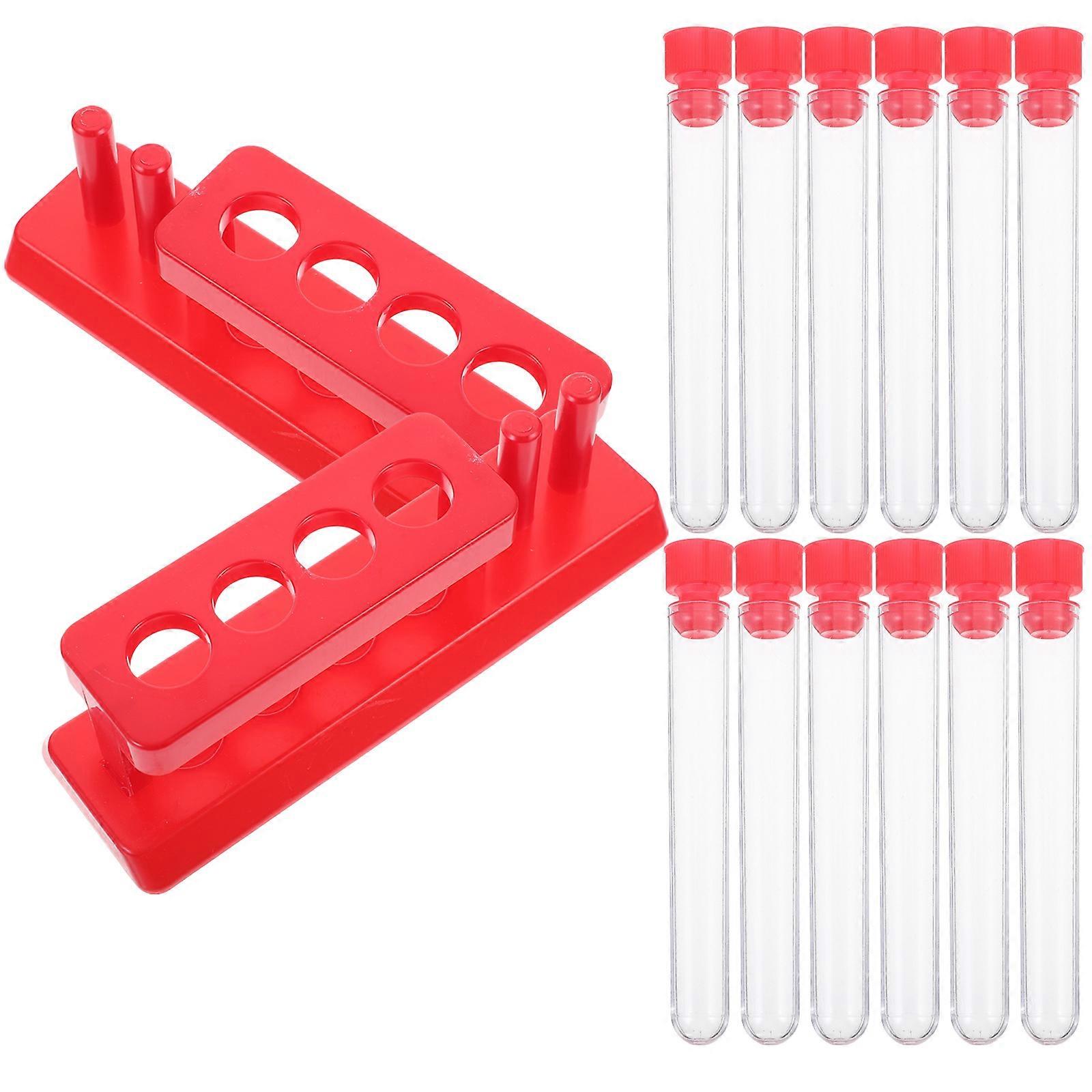 Test Tubes with Storage Rack Laboratory Testing Vials Experiment Tubes 5Sets