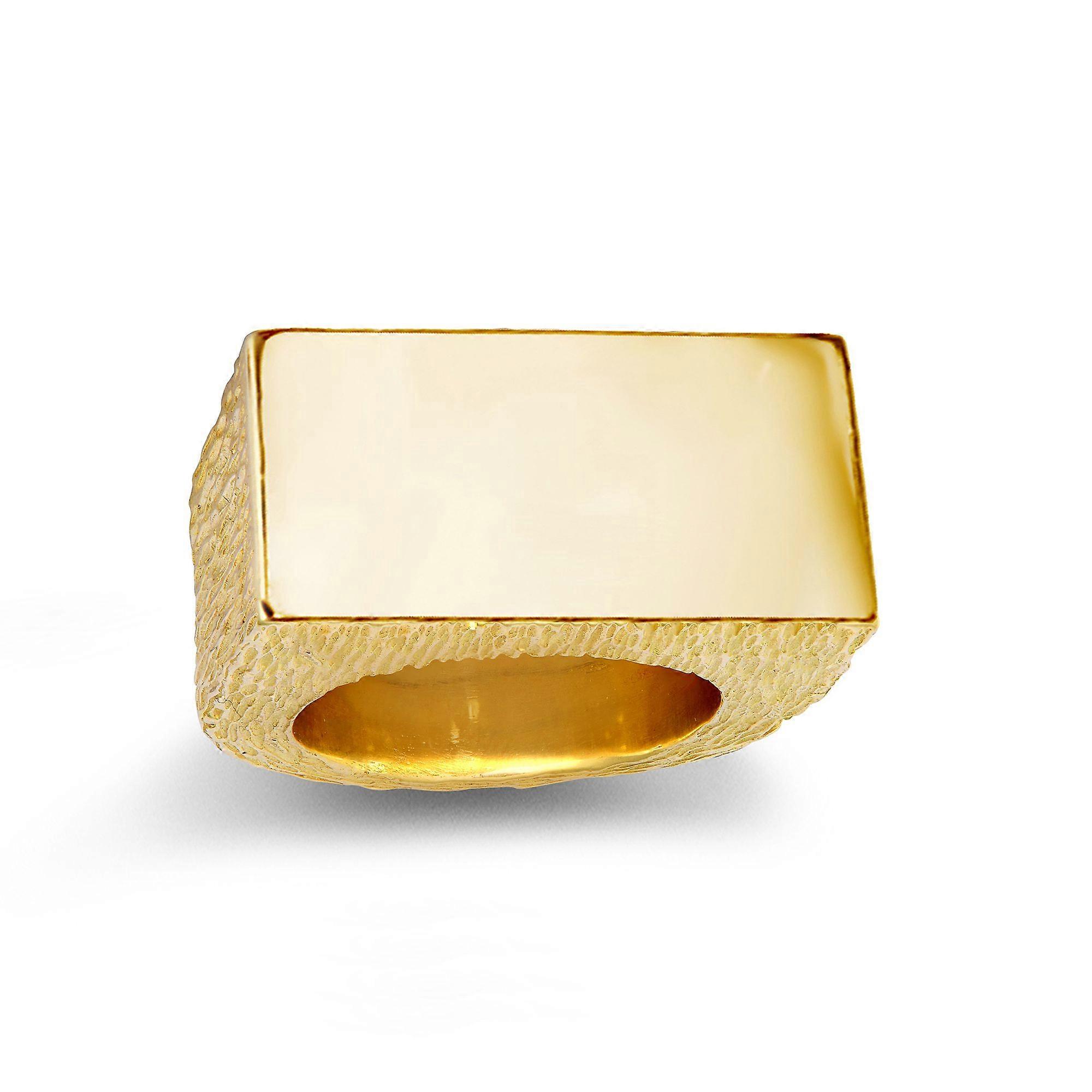 Jewelco London Men's Solid 9ct Yellow Gold Rectangular Initial Blank Signet Ring, 16mm x 31mm