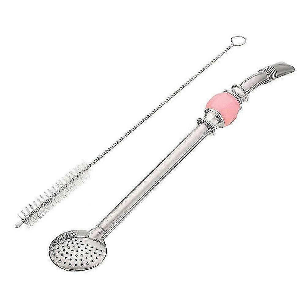 Stainless Steel Mate Bombilla Straw Drinking Filter 6Pcs Pink Set