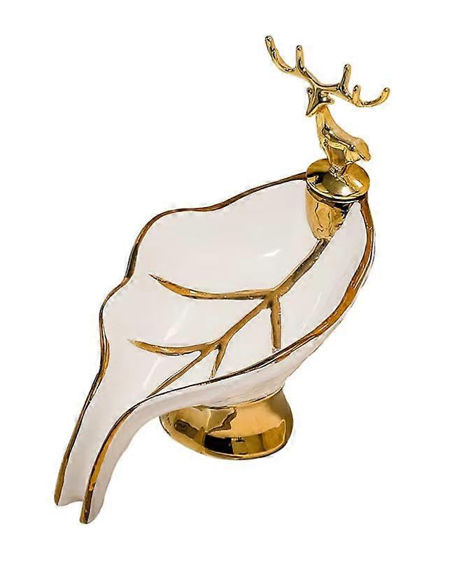 Self Draining Soap Dish with Leaf Shape Design and Upgraded Suction Cup for Bathroom or Kitchen