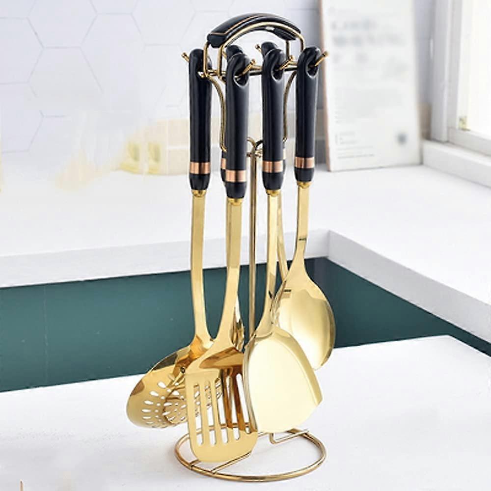 Stainless Steel Cookware Set with Ceramic Handles and Storage Rack, 5Piece Kitchen Utensils Ref: 8086